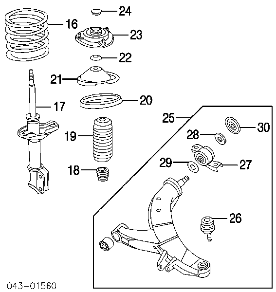 20311FE640 Subaru amortecedor dianteiro direito