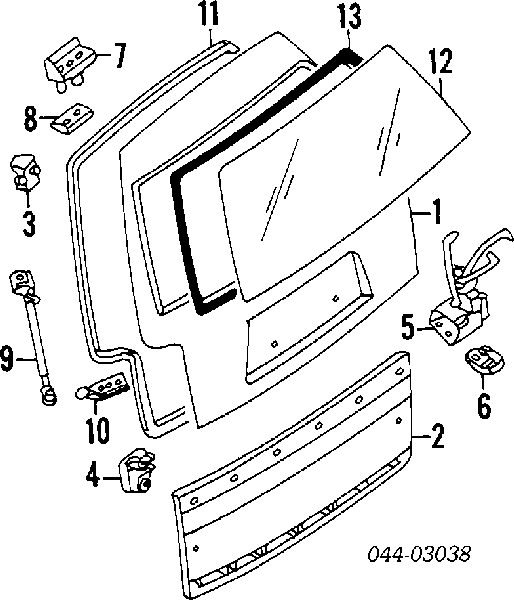 6895013080 Toyota amortecedor de tampa de porta-malas (de 3ª/5ª porta traseira)