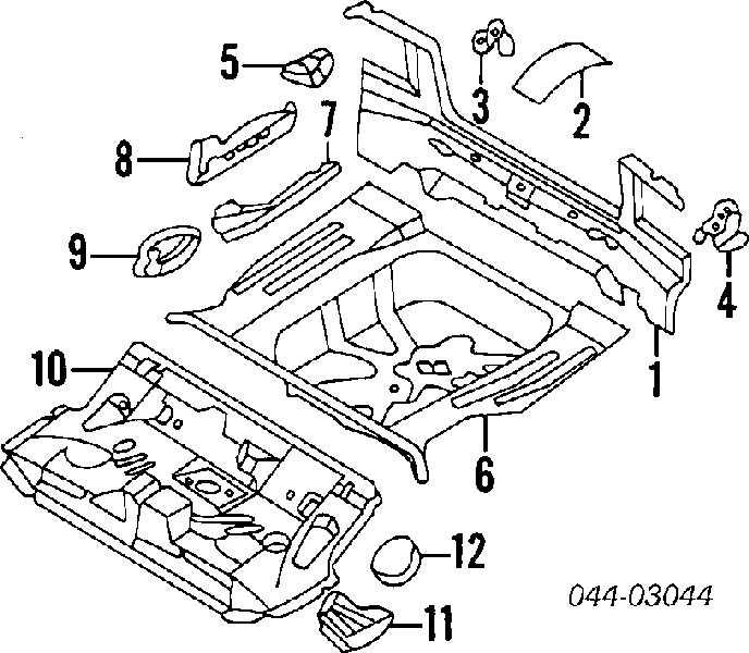 Painel traseiro da seção de bagagem para Toyota Corolla (E9)