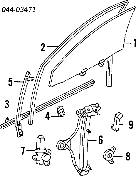 Mecanismo de acionamento de vidro da porta dianteira direita para Toyota Corolla (E10)