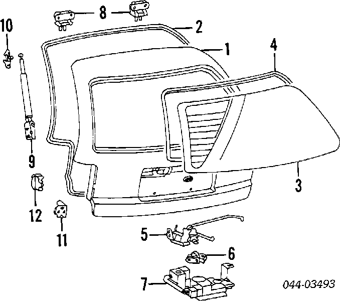Amortecedor de tampa de porta-malas (de 3ª/5ª porta traseira) para Toyota Corolla (E10)