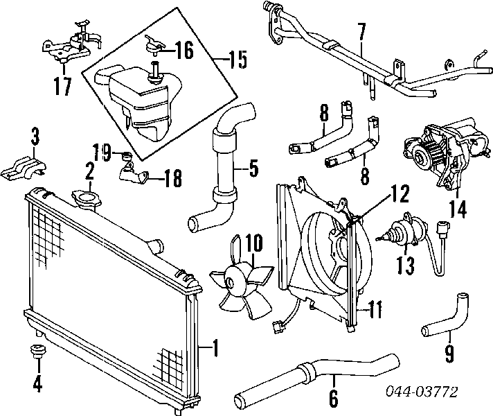 Кронштейн (подушка крепления) радиатора нижний на Toyota Camry V10