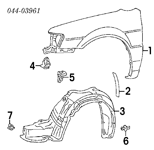 Cápsula (prendedor) de fixação do forro do pára-choque do pára-lama dianteiro para Toyota Previa (ACR3)