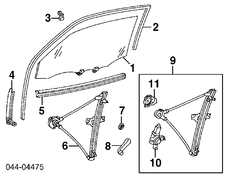 Mecanismo de acionamento de vidro da porta dianteira esquerda para Toyota RAV4 (SXA 10)
