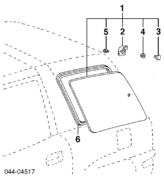 6272042070B1 Toyota vidro de carroçaria (da seção de bagagem esquerdo)