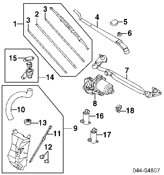 Bomba de motor de fluido para lavador de vidro dianteiro para Toyota Carina (T19)
