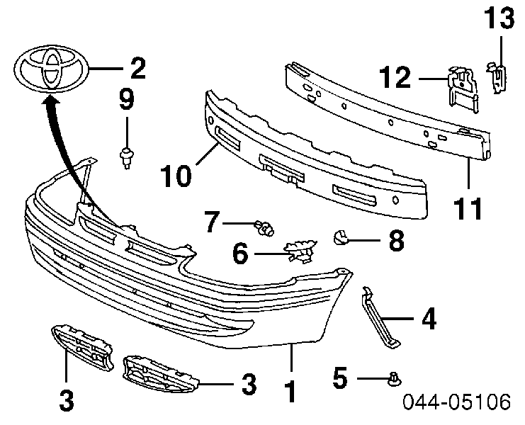 5213102020 TOYOTA Refuerzo paragolpes delantero 5213102020 TOYOTA