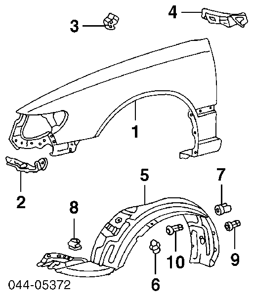 Cápsula (prendedor) de fixação de protetor de lama para Toyota Corolla (E12)