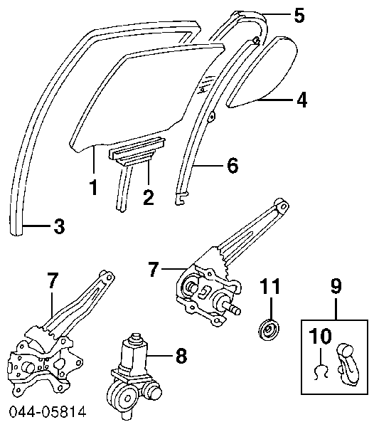 Mecanismo de acionamento de vidro da porta traseira direita para Toyota Yaris (P10)