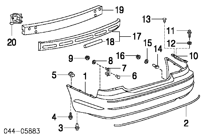 Молдинг бампера заднего 52751AC020 Toyota