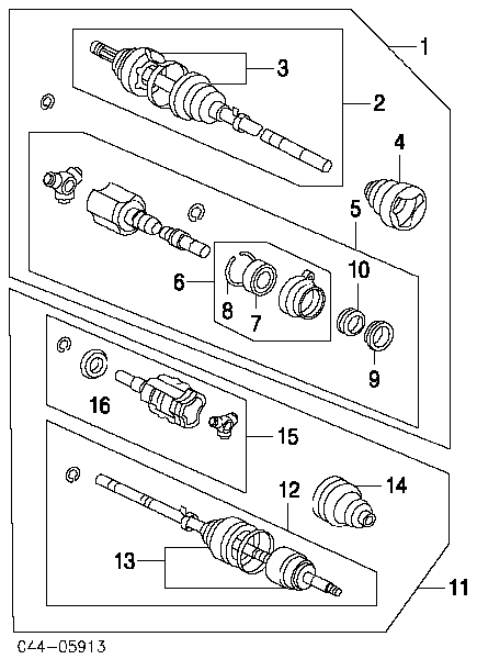 Полуось (привод) передняя левая 4341020781 Toyota