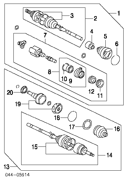 Rolamento do semieixo do eixo dianteiro para Toyota Corolla (E12U)