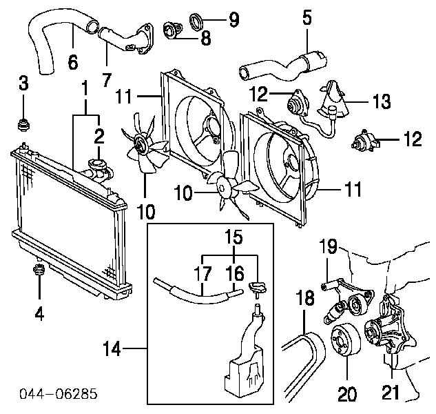 Difusor do radiador de esfriamento para Toyota RAV4 (XA2)