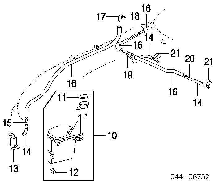 Tubo de ligação de tubos de fluido para lavador para Toyota Carina (T19)