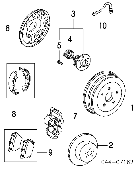 Sapatas do freio traseiras de disco para Toyota Prius (NHW20)