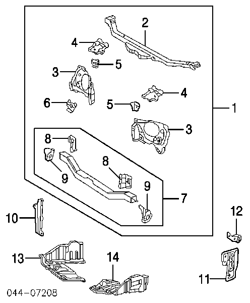 811304 Polcar suporte do radiador montado (painel de montagem de fixação das luzes)