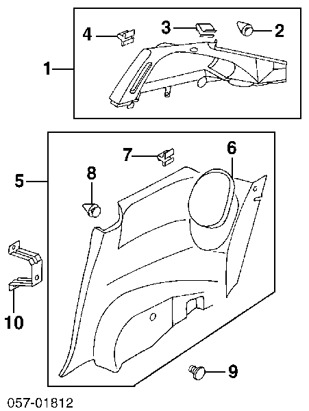 Cápsula (prendedor) de fixação de revestimento de tampa de porta-malas para Mitsubishi Space Star (DG0)