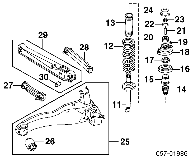 Braço oscilante inferior direito de suspensão traseira para Mitsubishi Colt (CJA)