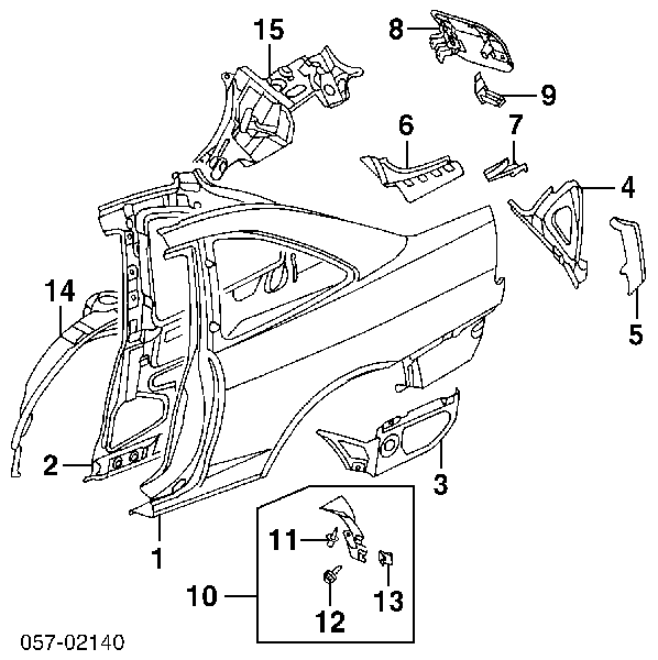Suporte (consola) direito de fixação da luz traseira para Mitsubishi Lancer (CK/PA)