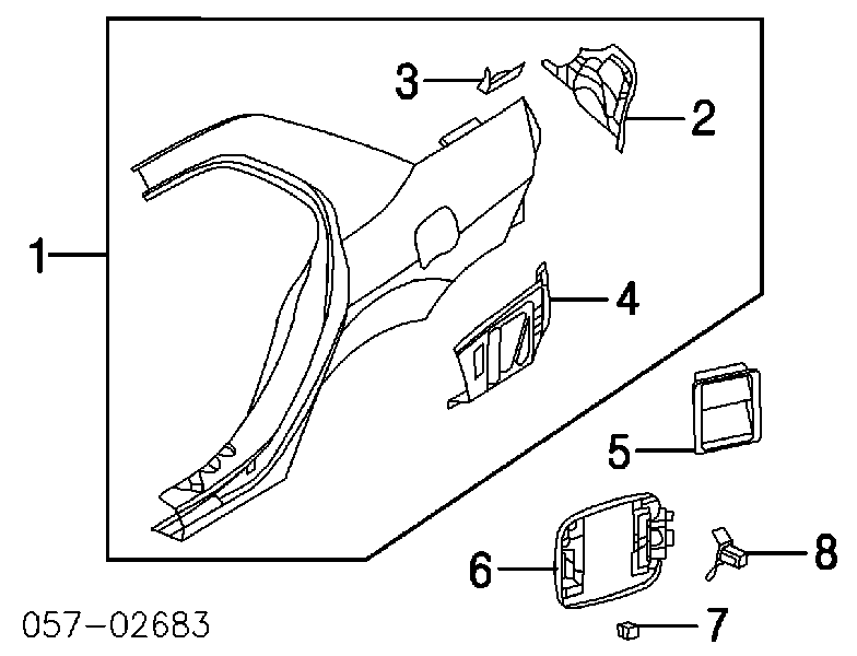 Pára-lama traseiro esquerdo para Mitsubishi Lancer (CSA)
