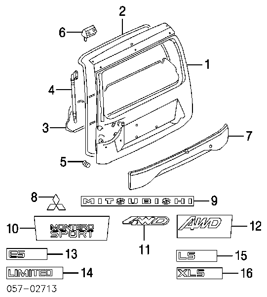 Емблема кришки багажника, фірменнийзначок MR971337 MITSUBISHI