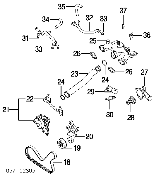 Уплотнительное кольцо патрубка радиатора на Mitsubishi Lancer VI 