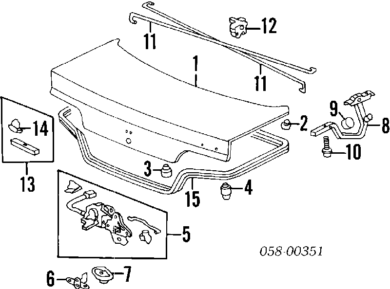 Уплотнитель крышки багажника на Honda Legend II 