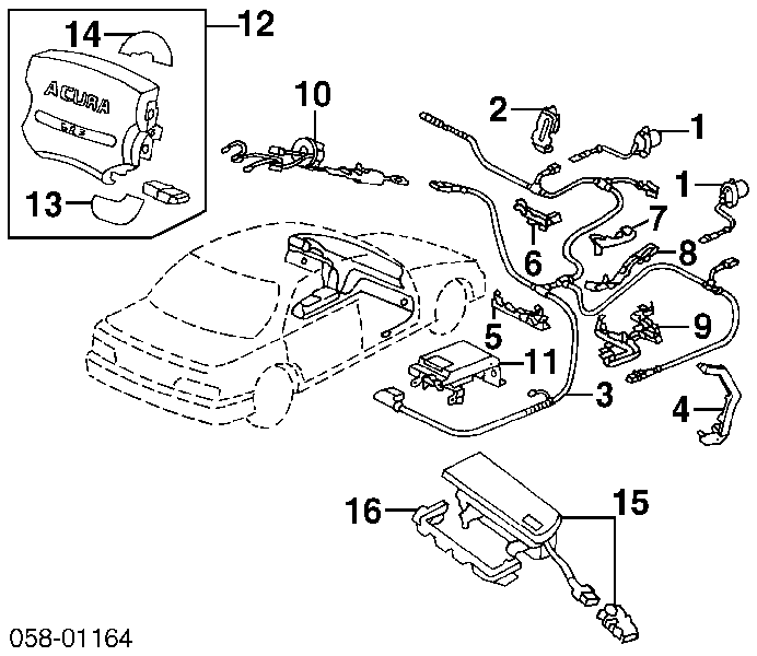 Кольцо AIRBAG контактное, шлейф руля на Honda Legend II 