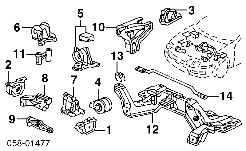 50820ST7003 Honda coxim (suporte esquerdo superior de motor)