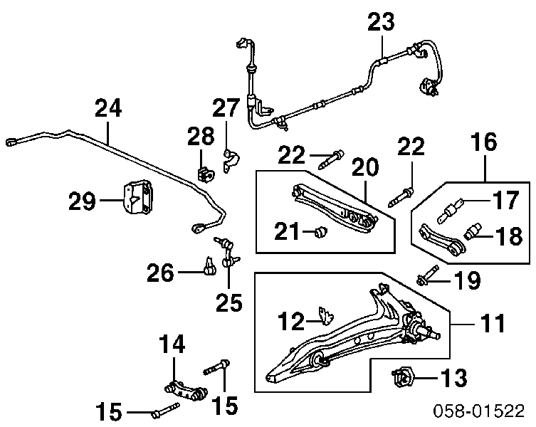 Braço oscilante de suspensão traseira transversal 52341S04A00 Honda