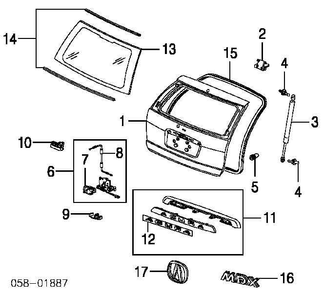Амортизатор крышки багажника (двери 3/5-й задней) на Acura MDX YD1