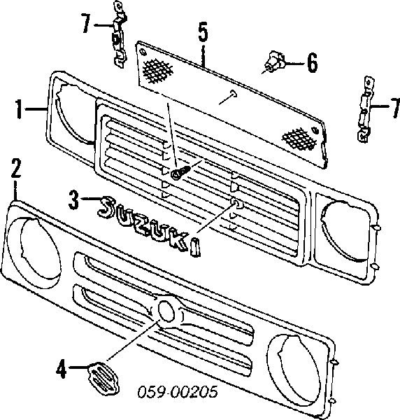 7211570A02 Suzuki grelha do radiador