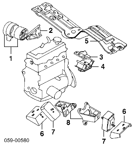 57293 Metalcaucho coxim (suporte esquerdo/direito de motor)