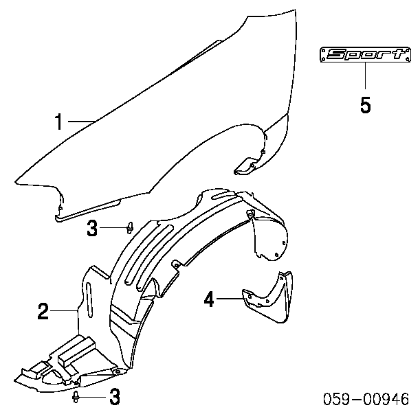 Guarda-barras direito do pára-lama dianteiro para Suzuki Baleno (EG)
