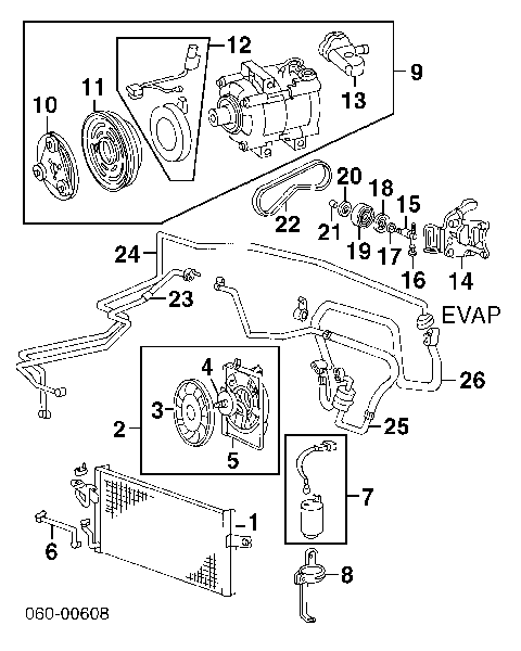 Болт компрессора кондиционера на Hyundai Coupe RD