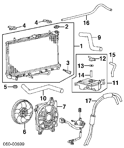 Mangueira (cano derivado) do radiador de esfriamento superior para Hyundai Tiburon 