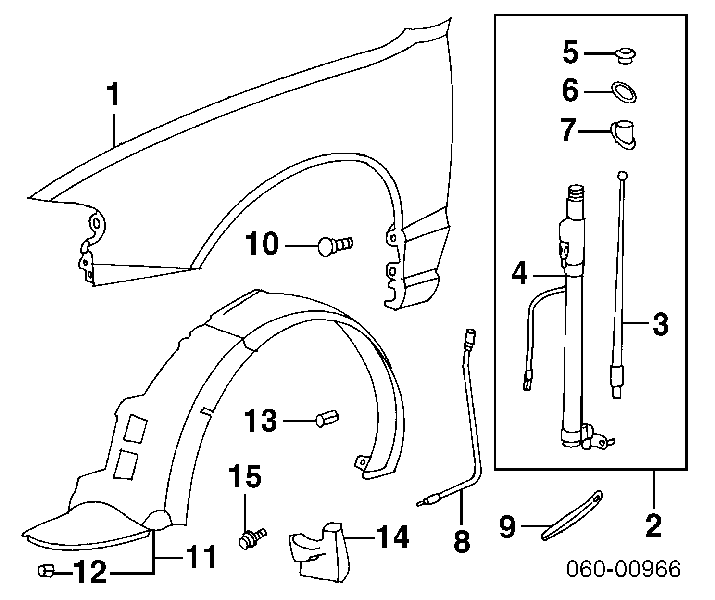 Cápsula (prendedor) de fixação do forro do pára-choque do pára-lama dianteiro para KIA Spectra 