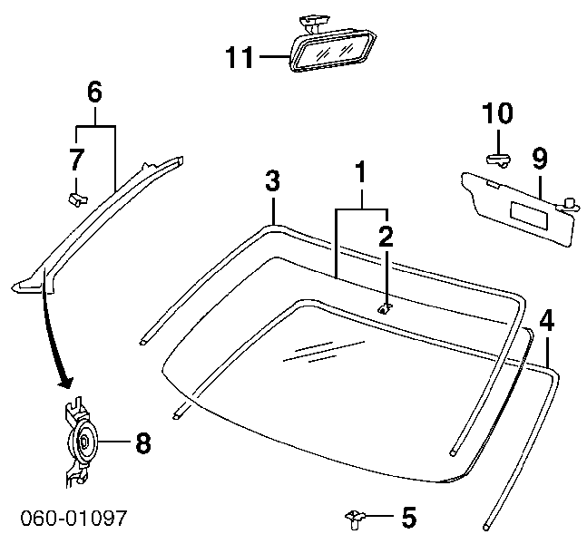 Moldura de pára-brisas para Hyundai Sonata (EF)