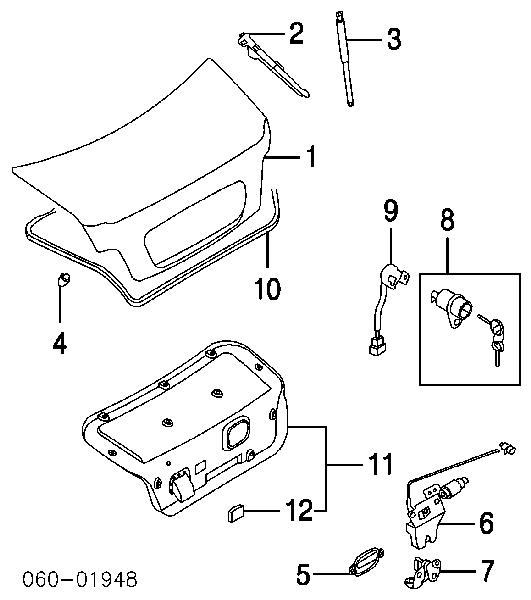 Amortecedor de tampa de porta-malas (de 3ª/5ª porta traseira) para Hyundai Sonata (EU4)