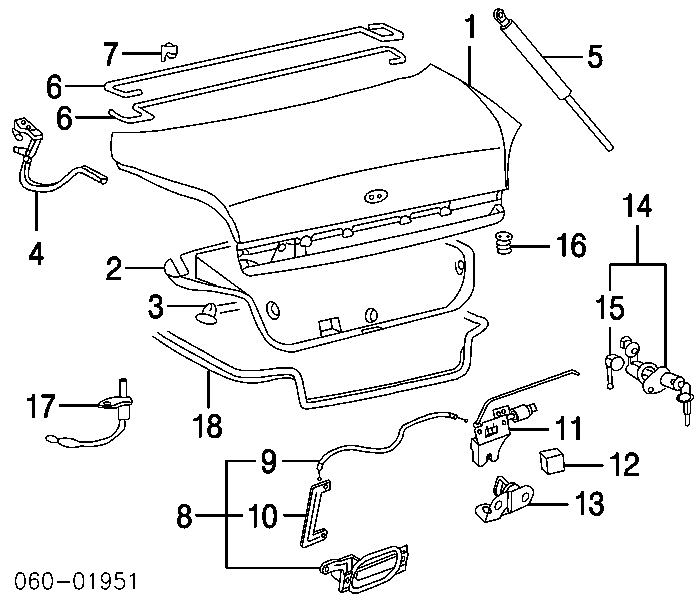 8177139500 Hyundai/Kia amortecedor de tampa de porta-malas (de 3ª/5ª porta traseira)