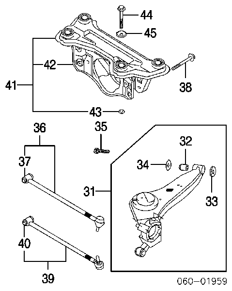Parafuso de fixação do braço oscilante inferior traseiro, interno para Hyundai Trajet (FO)
