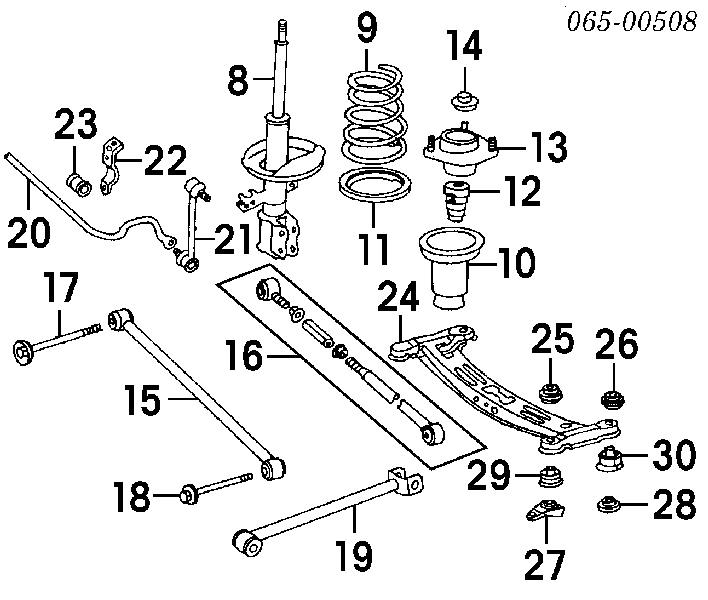 Pára-choque (grade de proteção) de amortecedor traseiro para Toyota Avensis (T22)