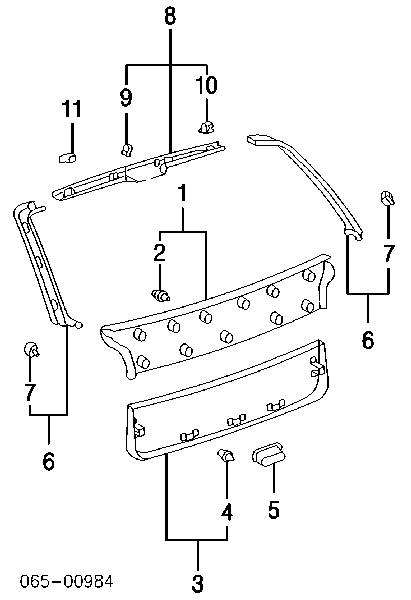 Puxador interno de tampa de porta-malas (de 3ª/5ª porta traseira) para Toyota Corolla (E11)