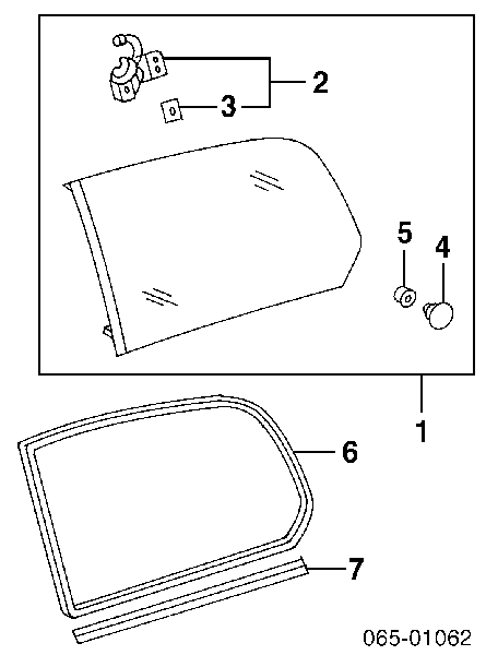 6271060813 Toyota vidro de carroçaria (da seção de bagagem direito)