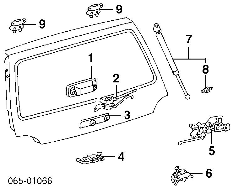 Amortecedor de tampa de porta-malas (de 3ª/5ª porta traseira) para Lexus LX (UZJ100)