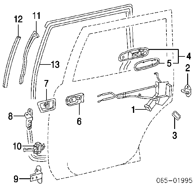 Уплотнитель двери задней левой (на двери) на Toyota Land Cruiser 100 