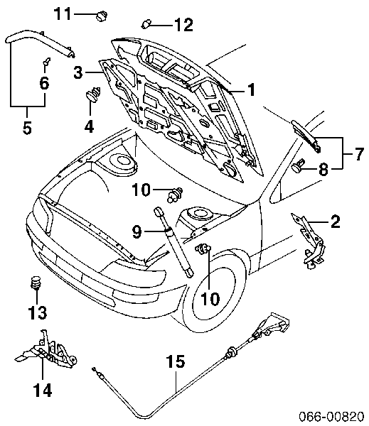 Amortecedor da capota direito para Nissan Maxima (A33)