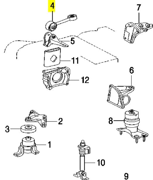 Coxim (suporte) direito superior de motor para Lexus RX (MCU1)