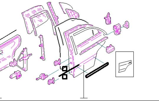 Moldura da porta traseira direita inferior para Hyundai Sonata (EF)