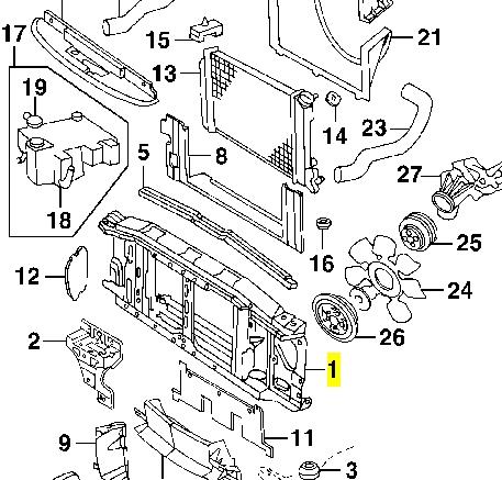 Суппорт радиатора в сборе (монтажная панель крепления фар) на Chevrolet Blazer S10 